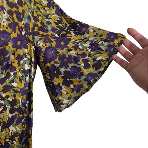 J. McLaughlin Giovanna Silk-Blend Maxi Dress Women's 6 Floral Flutter Sleeve - Picture 5 of 8
